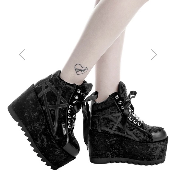 velvet platform trainers